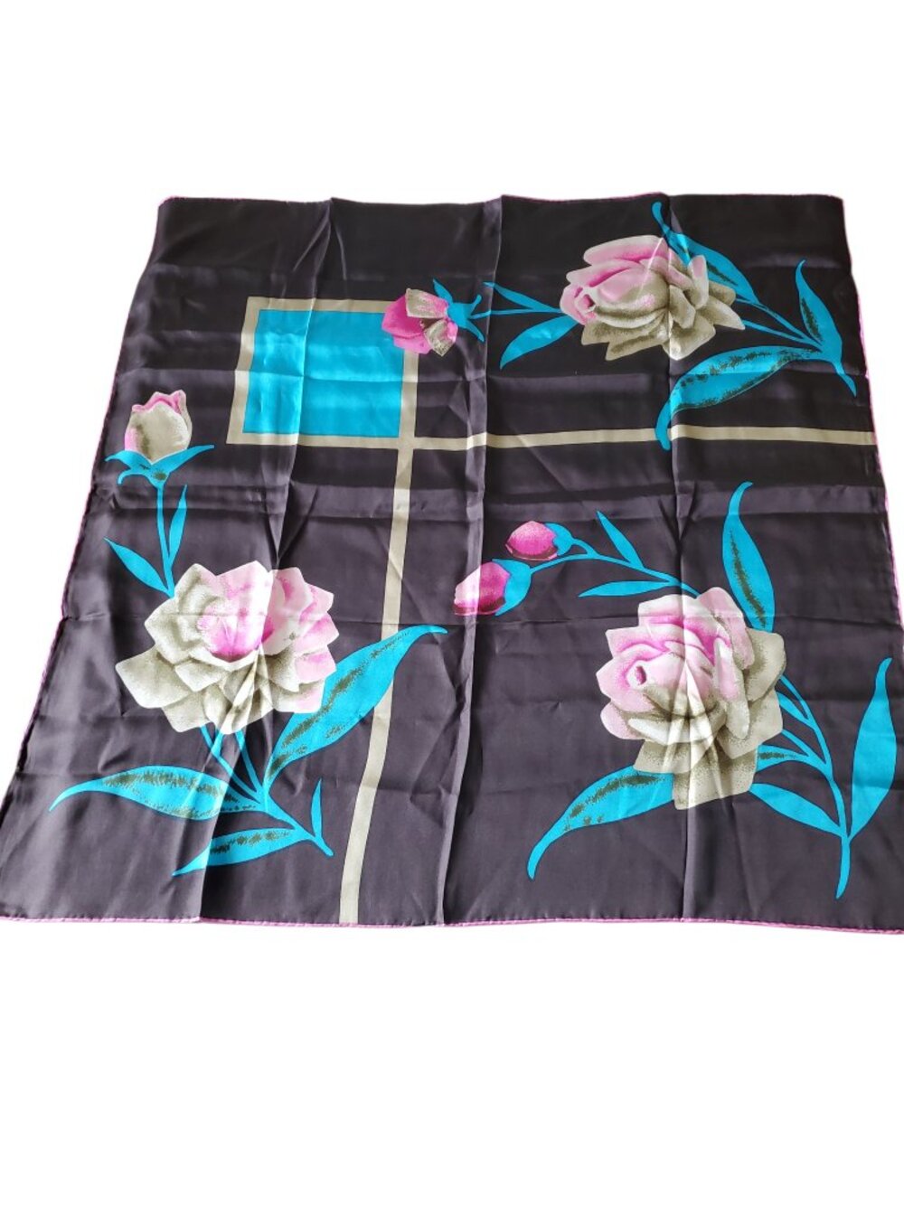 Beautiful‎ Hand Printed Pure Silk Floral Scarf